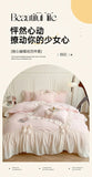 Yeknu French Princess Style Bedding Sets Ruffle Lace Bow Quilt Cover Romantic Bedclothes Decor Woman Girls Bedroom Duvet Cover 4pcs