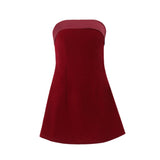 Yeknu  New Dress Fashion Sexy Strapless Backless Mini Dress Women's Party Solid Color Slim A-Line Zipper Sleeveless