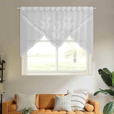 Yeknu  Modern mat White Knitted Lace Hollow out Kitchen Door Curtain Curtain for Wardrobe Window Polyester Material