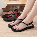 Yeknu  Summer new knot toe casual Velcro sandals flat flip-flop sandals comfortable women's shoes