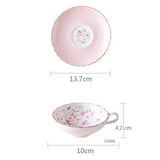 Yeknu  European Creative Bone Porcelain Coffee Cup Set Household Ceramic English Tea Set Afternoon Flower Tea Cup 1 Cup 1 Plate 1 Spoon