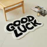 Yeknu  Chic Tufting Letters Bathroom Mat Soft Fluffy Carpet Message Bathmat Area Floor Pad Bedroom Doormat Aesthetic Home Room Decor