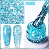 Yeknu  10ml Gold Glitter Gel Nail Polish Crystal Semi Permanent Soak Off UV Gel Varnish Nail Art Manicure Base Top Coat