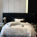 Yeknu High Precision Satin Jacquard Egyptian Cotton Soft Silky Bedding Set Flowers Duvet Cover Set Bed Sheet/Fitted Sheet Pillowcases