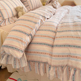 Yeknu  3 Piece seersucker stripe duvet cover Set ， comfortable Bedding Set Bedspread for All Season