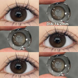 Yeknu  2PCS New Gray Prescription Contact Lenses Fashion Pupils Cosmetics Eye Color Lenses Myopia Colored Contact Lenses Brown