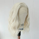 Yeknu  Short 60 Blonde Curly Wavy Synthetic Lace Front Bob Wigs for Women Pre Plucked Hairline Platinum White Deep Wave Daily Party Use