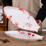Yeknu  Nordic Cartoon Fish Plate Creative Steamed Dish Microwave Oven Available Household Restaurant Tableware Fish-shaped Dinner Plate