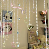 Yeknu  Acrylic Heart Shaped Door Curtain Beaded Chain Bedroom Room Partition Fairy Tale  Infp Separation Curtain for Girls