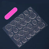 Yeknu  24 PCs Long French Fire Nails with 1 Jelly Gel and 1 Nail File