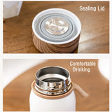 Yeknu  220ml Mini Wood Lid Stainless Steel 304 Thermal Flask Fashion Portable Pocket Coffee Tea Thermal Water Bottle Tumbler