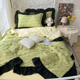 Yeknu  new seersucker chiffon lace washed cotton summer cool quilt four-piece air conditioner quilt three-piece summer quilt set