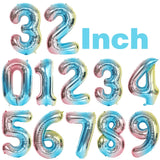 Yeknu  32Inch Number Foil Balloon Rose Gold Silver Digit 0-9 Globos Happy Birthday Party Decor Wedding Anniversary Baby Shower Supplies