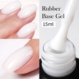 Yeknu  15ml Rubber Base Milky White Jelly Pink Soak Off UV LED Gel Polish Semi Permanent Nail Manicure Varnish