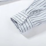 Yeknu  Casual Striped Women's Shirt Single-Breasted Long Sleeve Stand Collar Pocket Lace Up Lady Blouse Summer Autumn Female Tops