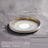 Yeknu  Creative Gradual Starry Sky Plates, Light Luxury Ceramic European Home Restaurant Kitchen Supplies Steak Western Food Plate, 1Pc