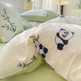 Yeknu  Korean Style Seersucker  Washed cotton Bedding Set  Girls Twin Queen Size Duvet Cover   Bed Linens Kids Fashion