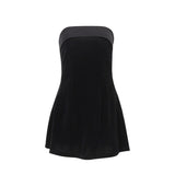 Yeknu  New Dress Fashion Sexy Strapless Backless Mini Dress Women's Party Solid Color Slim A-Line Zipper Sleeveless