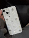 Yeknu  3D Pearl Suitable For 15 Pro Max Phone Case Drip Glue iPhone 13 12 11 14 Pro Minimalist 13 Pro Full Package Anti Drop Cover