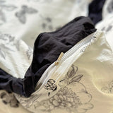 Yeknu  New French Lace Wash Quilt Cover Korean-style Romantic Herben-style Black Print Four-piece Set Skin Friendly Bedding Set