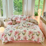Yeknu  Small Fresh Milk Falai Plush Single Item Quilt Cover Printed Plaid Thickened Warm Duvet Cover 180x220 200x230 220x240