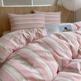 Yeknu  Single Double Exquisite Stripe 1Duvet cover+2Pillowcases 100%Cotton Experience Hotel-Like Comfort with Unparalleled Softness