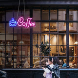 Yeknu  Coffee Neon Sign Light USB/Battery Led Neon Lamps for Bar Cafe Restaurant Party Art Wall Decor Window Hanging Night Lights