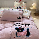 Yeknu Cute Cat  Bedding Set For adults kids Brown pink Lovely Bed Sheet set With Pillowcases Colorful King Queen Full size