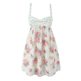 Yeknu  Fashion Holiday Summer Women's Clothing Color Matching Chest Embroidery Suspender Dresses Boho Print Beach Short Dress