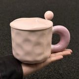 Yeknu  Splicing Colors Coffee Mug Ceramic Water Cup Korean Milk Mug with Spoon Portable Gift Box Chirstmas Birthday Gift for Girl Kids
