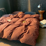 Yeknu High Quality Beauty Bedding Set Plaid Duvet Cover Bed Sheet Set With Pillowcases Adult Dormitory Queen Size Winter Home Decor