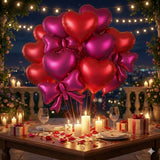 Yeknu  Red Heart Balloon Burgundy Bow Foil Balloon 18-inch Metallic Red Heart Balloon For Birthday Engagements Wedding Valentine's Day