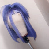 Yeknu  Lace Front Wig Purple Straight Wigs for Women Girls Heat Resistant Synthetic Hair Wig Short Bob Wig Daily Use Cosplay Wig