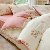 Yeknu  Class A super soft jacquard cloud yarn cotton four-piece set, bed sheet, bed hat, quilt cover, student dormitory bed