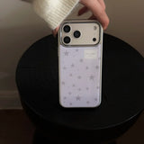 Yeknu  Autumn-Winter Minimalist Purple Stars Sliver Edge Back Cover Case for iPhone 13 14 15 16 17 Pro Max 17Pro Protective Phone Case
