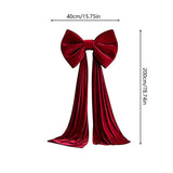 Yeknu  Retro Velvet Christmas Tree Bow Long Ribbon Soft Red Trailing Fabric Home Party Decoration Christmas Home And Holiday Decoration