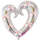Yeknu  40 inch Large Heart Foil Balloon with Bow, Red Hook Heart Shape For Valentine's Day Wedding Engagement Bachelor's Party Decor