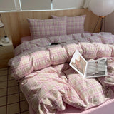 Yeknu  Nordic sling Cotton Pink Stripes Duvet Cover 150x200 Size Girl's Room housse Skin friendly Breathable Comforter Sets