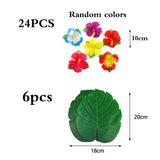 Yeknu  Hawaiian Luau Party Decorations Artificial Tropical Monstera Leaves and Hibiscus Flowers for Summer Beach Jungle Theme Birthday