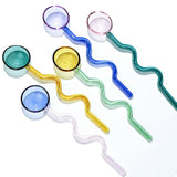 Yeknu  Colored Glass Spoon Creative Wave Handle Milk Dessert Spoon Long Handle Coffee Stirrer GIfts Box Set
