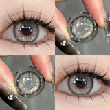 Yeknu  2pcs/Pair Color Contact Lenses with Degree Myopia Lenses Grey Lens Comestics Natural Eyes Lenses Beauty Pupils Yearly