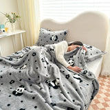 Yeknu New Panda Plush Autumn Winter Warm Blanket  Four-season Thermal Sofa Blanket for Throw Soft Comfortable Napping Blanket Knee Leg