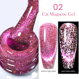Yeknu  Gold Reflective Moonlight Gel Nail Polish Cat Magnetic Aurora Spar Glitter Semi-Permanant Varnish Nail Art Magnetic