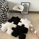 Yeknu Blacket White Irregular Jigsaw Seat Cushion Chair Soft Back Cushion Home Decor Throw Pillow Comfortable Teddy Velvet Cushions