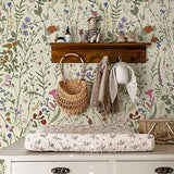 Yeknu  Floral Peel and Stick Wallpaper Farm Floral Wallpaper Wildwood Self Adhesive Wallpaper for Home Bedroom Cabinets Wall Decor