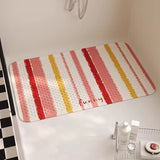 Yeknu  Stripe PVC Bath Mat with Suction Cups Geometric Tub Side Bathroom Mats Shower Area Rug Carpet Non-Slip Pad Aesthetic Home Decor