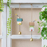 Yeknu  Nordic Wood House Wind Chime Handmade Hanging Bell Door Handle Wall Kids Room Decorations Garden Home Office Nursery Decor