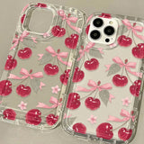 Yeknu  Cute Cherry Phone Case For iPhone 17 15 16 13 11 12 14 Pro Max 7 8 Plus Air 16e XR SE Shockproof Soft Clear Cover Coque