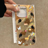 Yeknu  For iPhone 16 Pro Max 15 14 Plus 13 12 11 Case Vortex Pattern Brown Love Heart Cat Phone Case For iPhone XS Max XR X 7 8 Fundas