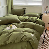 Yeknu Simple Waffle Jacquard 100% Cotton Bedding Set Soft Comfortable Queen Duvet Cover Set with Sheets Quilt Cover and Pillowcases